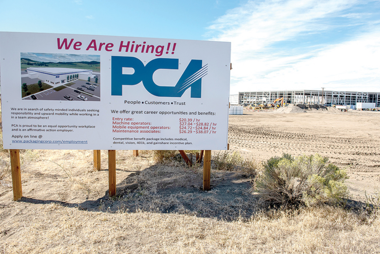 Road sign advertising jobs with PCA