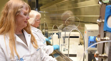 Two women in lab coats