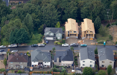 Aerial view of houses