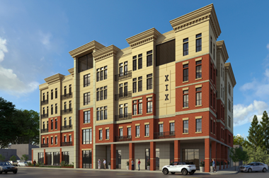 Digital rendering of The Nineteen apartment building