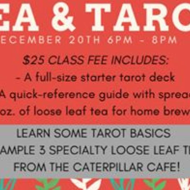 poster advertising tea and tarot event