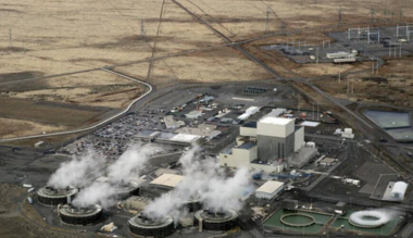 aerial photo of a cooling plant