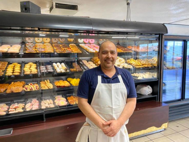 Vinny inside his bakery