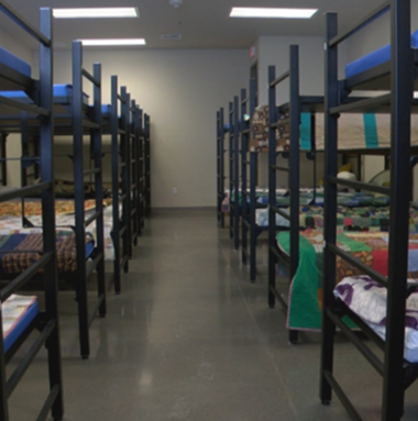 rows of bunk beds