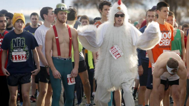 People in line for turkey trot