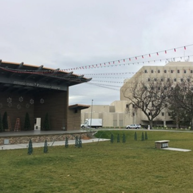 Lights strung up in John Dam Plaza in Richland