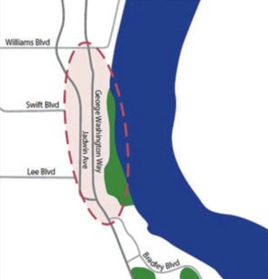 Map marking location for Aaron Drive bridge in Richland