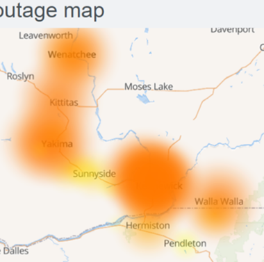Map showing service outages for spectrum