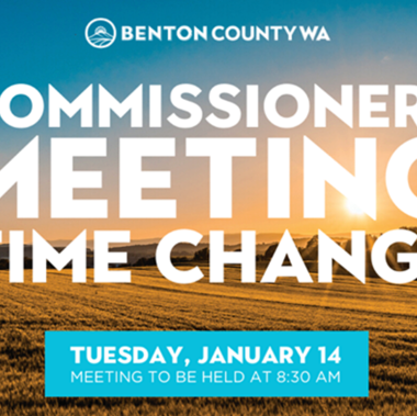 Graphic that reads commisioners meeting time changed