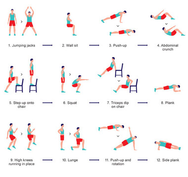 Illustration of multiple exercises