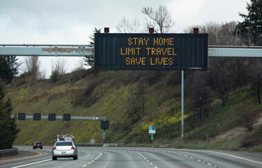 WSP stay home stay safe LED sign 