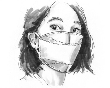 Illustration of a person wearing a face mask